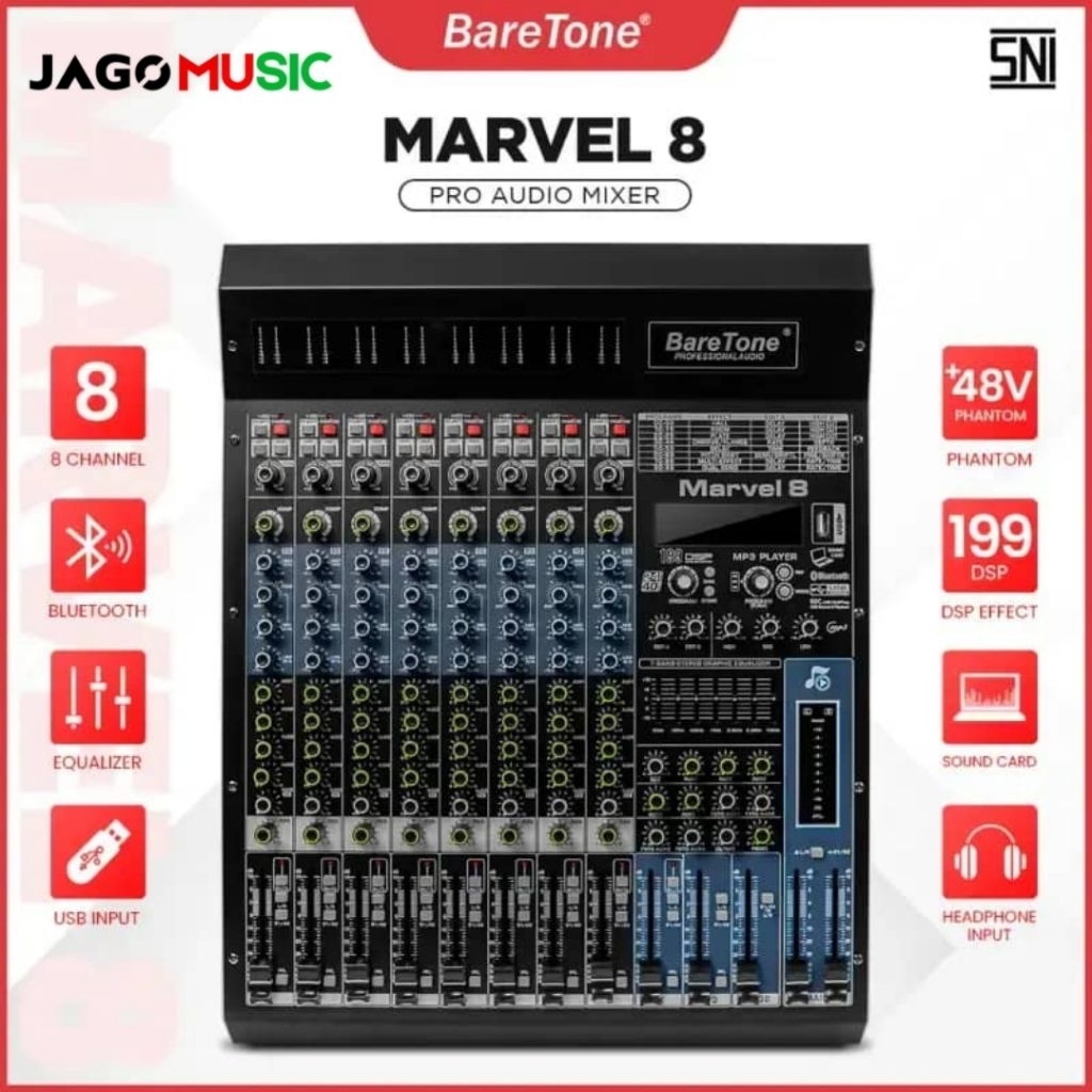 Baretone Marvel 8 Mixer Audio Profesional 8 Channel Mixer Baretone Marvel 8