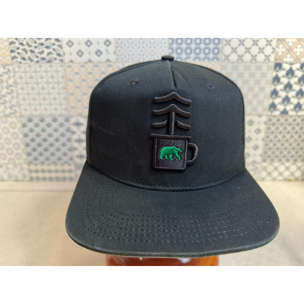 Topi Second Brand Branded Snapback CHRC Bear Black On Black Original Full Tag Hitam Polos
