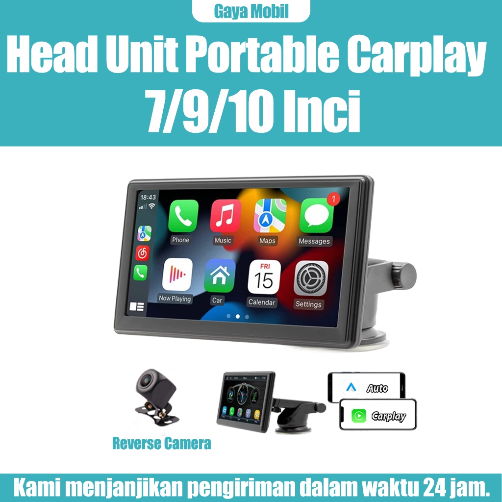 7/9/10 Inch Wireless Head Unit Portable Car Radio with Apple CarPlay & Android Auto Layar Sentuh IPS