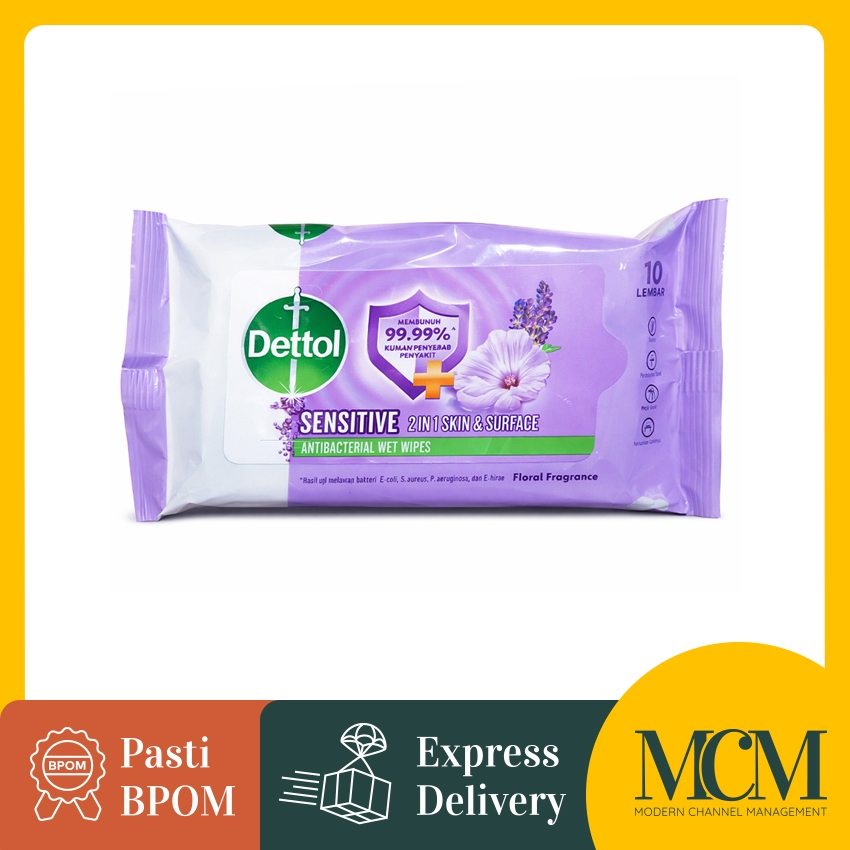 Tisu Basah Dettol Sensitive Wipes isi 10 Sheets