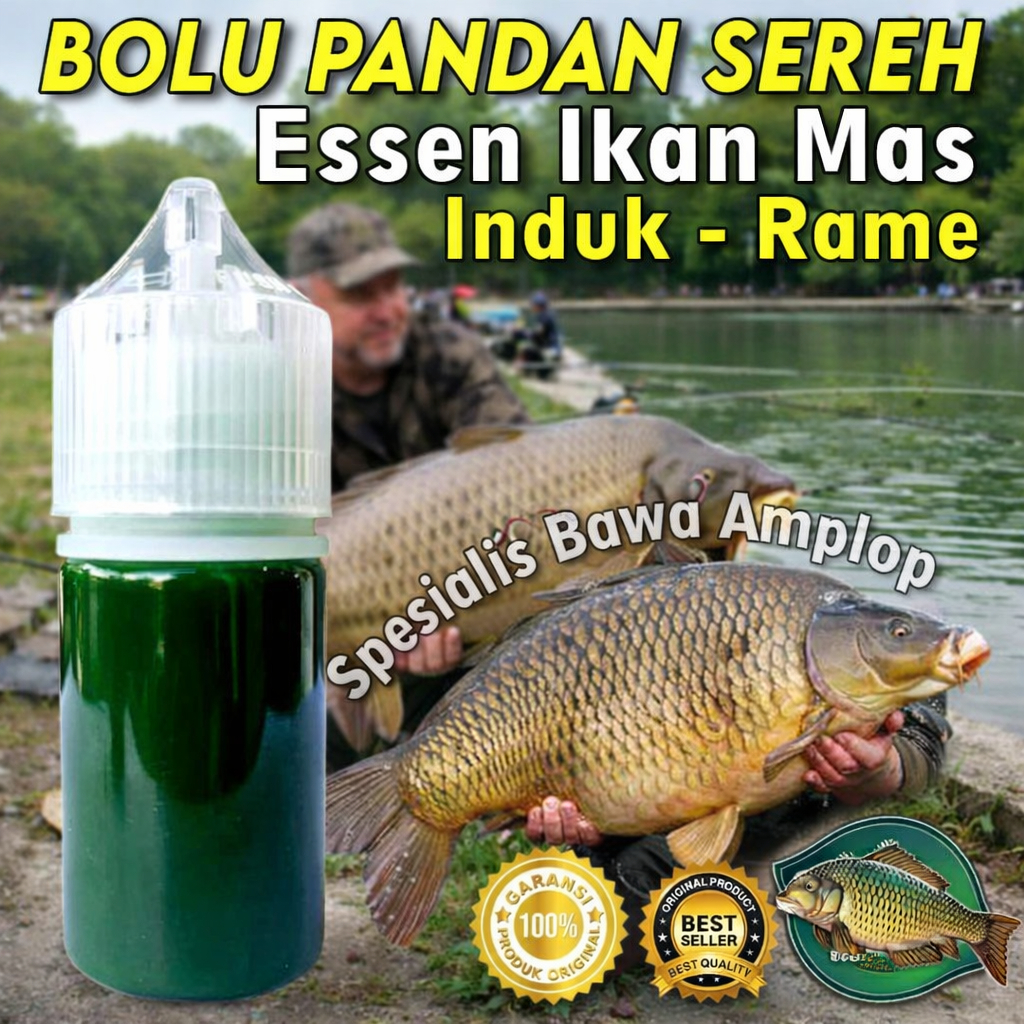 Essen Aroma BOLU PANDAN SEREH Khusus Ikan Mas Paling Gacor 30ml, Essen Ikan Mas Babon Rame