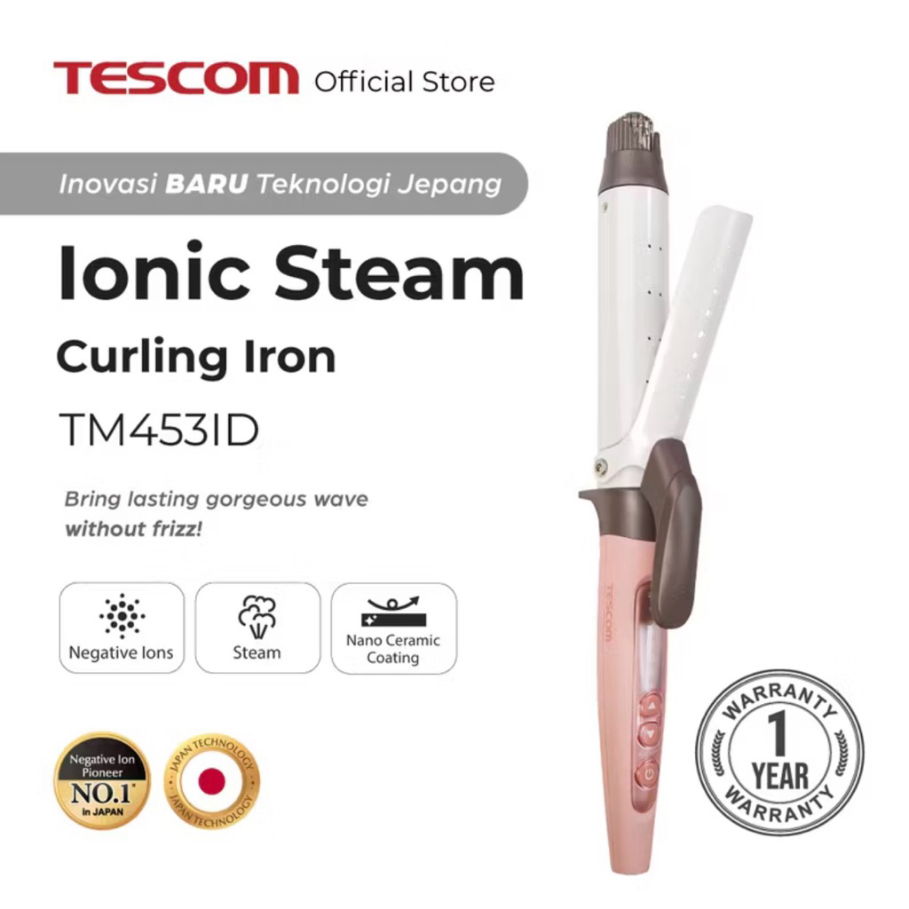 [ NEW ] Tescom Ionic Steam Curling Iron