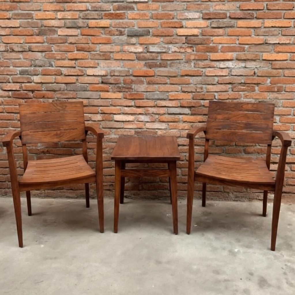 Set Kursi Teras Kayu Jati Minimalis + Meja Kursi Santai Elegan Kursi 2