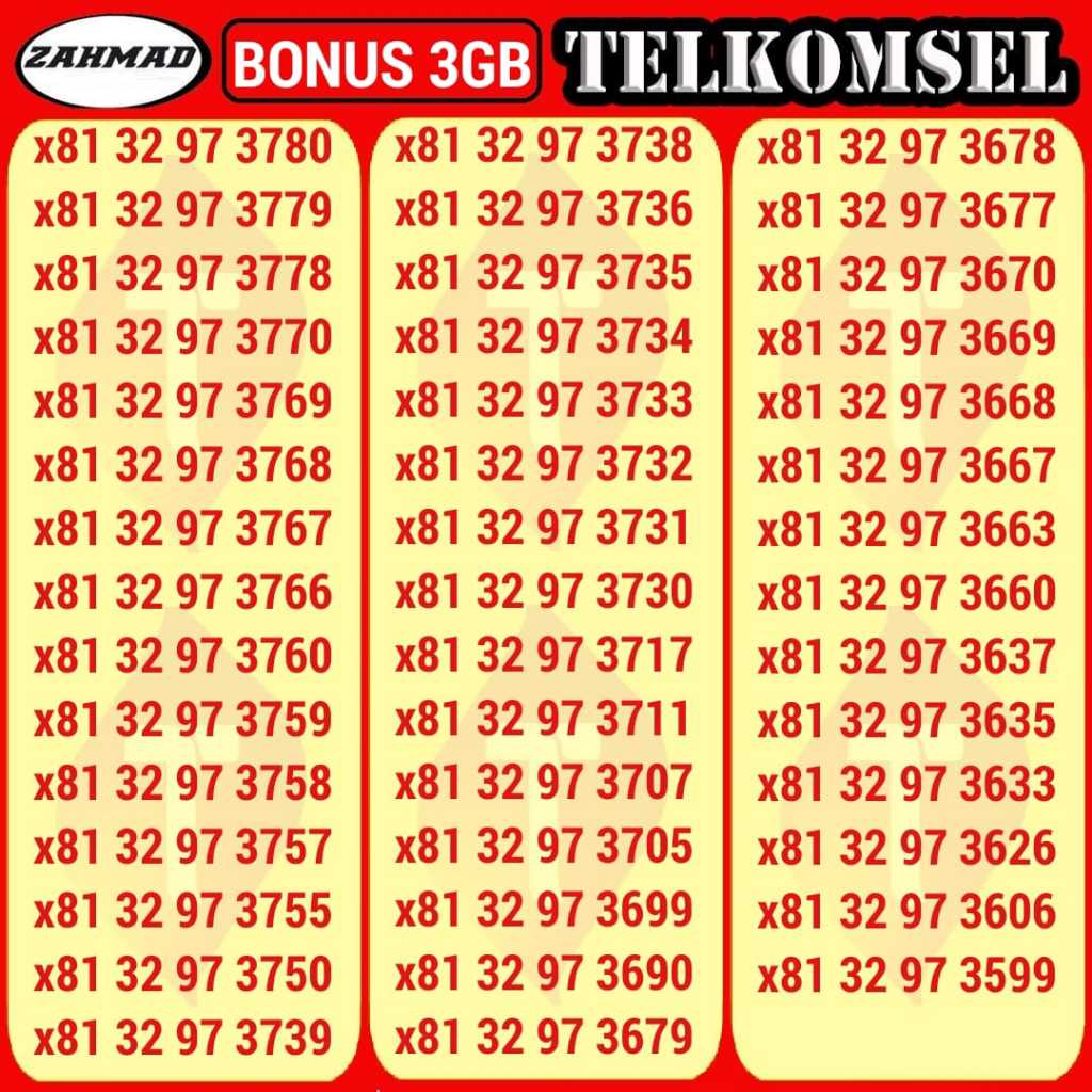TSEL-A) NOCAN Telkomsel Bonus Kuota kartu perdana nomor cantik simpati Triple AABB ABAB ABBA