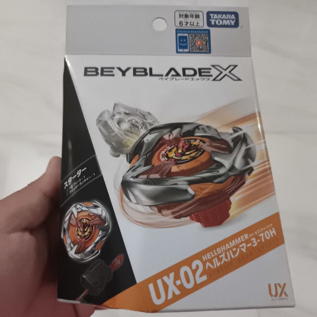 Beyblade X Hells Hammer 3-70 Hexa (Meta Bit) UX-02 + Winder launcher Original Takara TomyReady lagi.