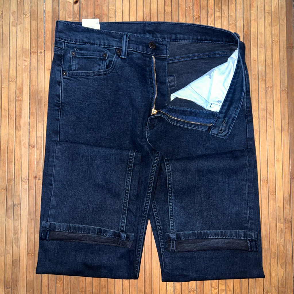 LEVIS 505 REGULAR STRAIGHT FIT BLUE BLACK WASH STRETCH DENIM JEANS