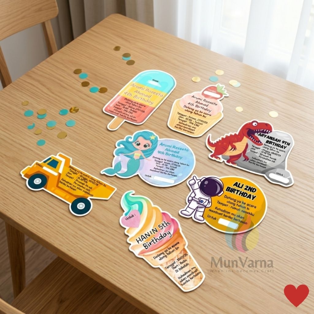 (Free plastik) Custom Undangan Ultah | Ulang Tahun Anak Bentuk Lucu | undangan unik | Undangan karak