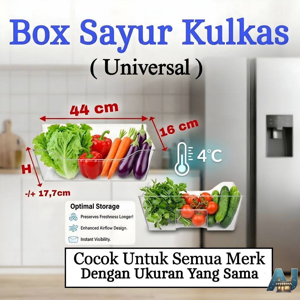 Box Sayur Kulkas Universal – Cocok untuk Aqua, LG, Samsung, Toshiba, Polytron, Haier & Lainnya