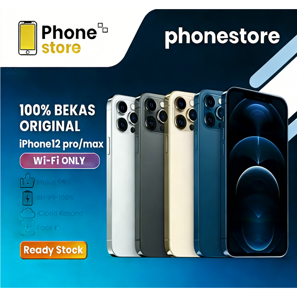 Phonestore IPhone 12 PRO/12 PRO MAX WIFI ONLY Game/Live 128GB 256GB 512GB Bekas Second Original Mulu