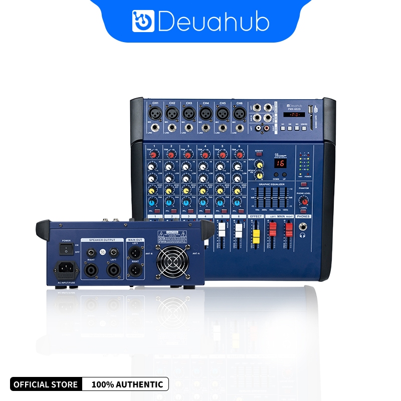 Deuahub PMX602D power Mixer Amplifier With Equalizer 6-Channel Built-In EQ/Recording Suport Bluetoot