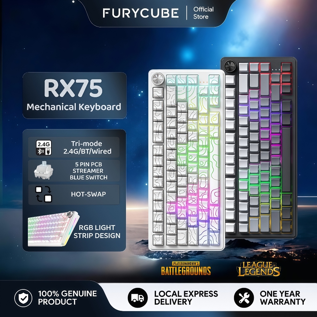 ZIFRIEND RX75 PRO Gaming Keyboard 5PIN Hotswap Wireless Mechanical Keyboard 75% Layout with Driver