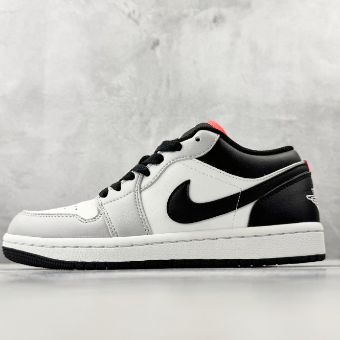 Sepatu Air Jordan 1 Low Abu-abu Putih Hitam Pria Wanita Premium Anti Slip