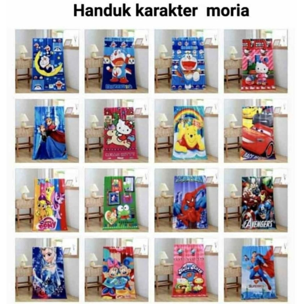 Handuk Anak Motif Karakter Doraemon,Kity,Keropi,Spiderman,Tayo dll