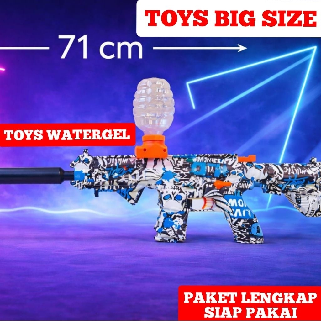 MAINAN ANAK TEMBAK WATER GEL OTOMATIS GUN MODEL M416 71cm BATERAI 7,4V ACCESORIS LENGKAP