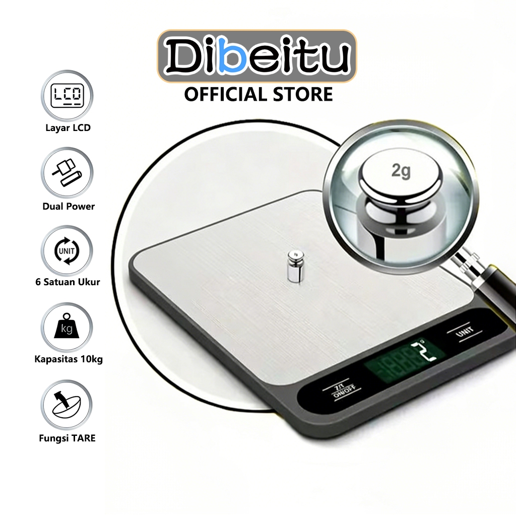 Timbangan Dapur Digital 10kg/1g Waterproof Charger USB Timbang Makanan Bumbu Timbangan Elektronik