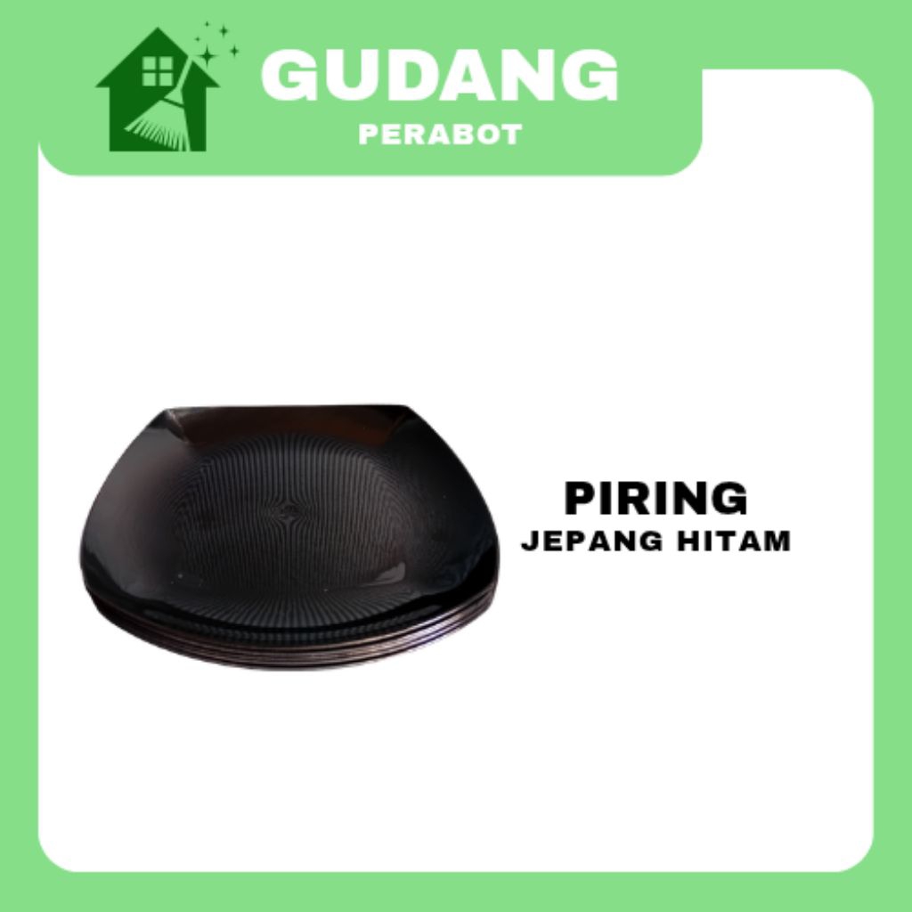 PIRING JEPANG HITAM / PIRING MAKAN MELAMIN KOTAK