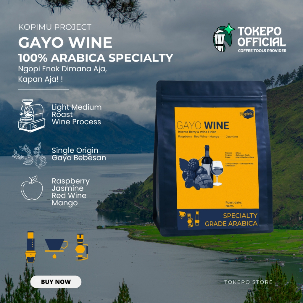 Kopimu Project Coffee Beans Aceh Gayo Wine  Biji Kopi 100% Arabica Single Origin Aceh Bebesan Filter