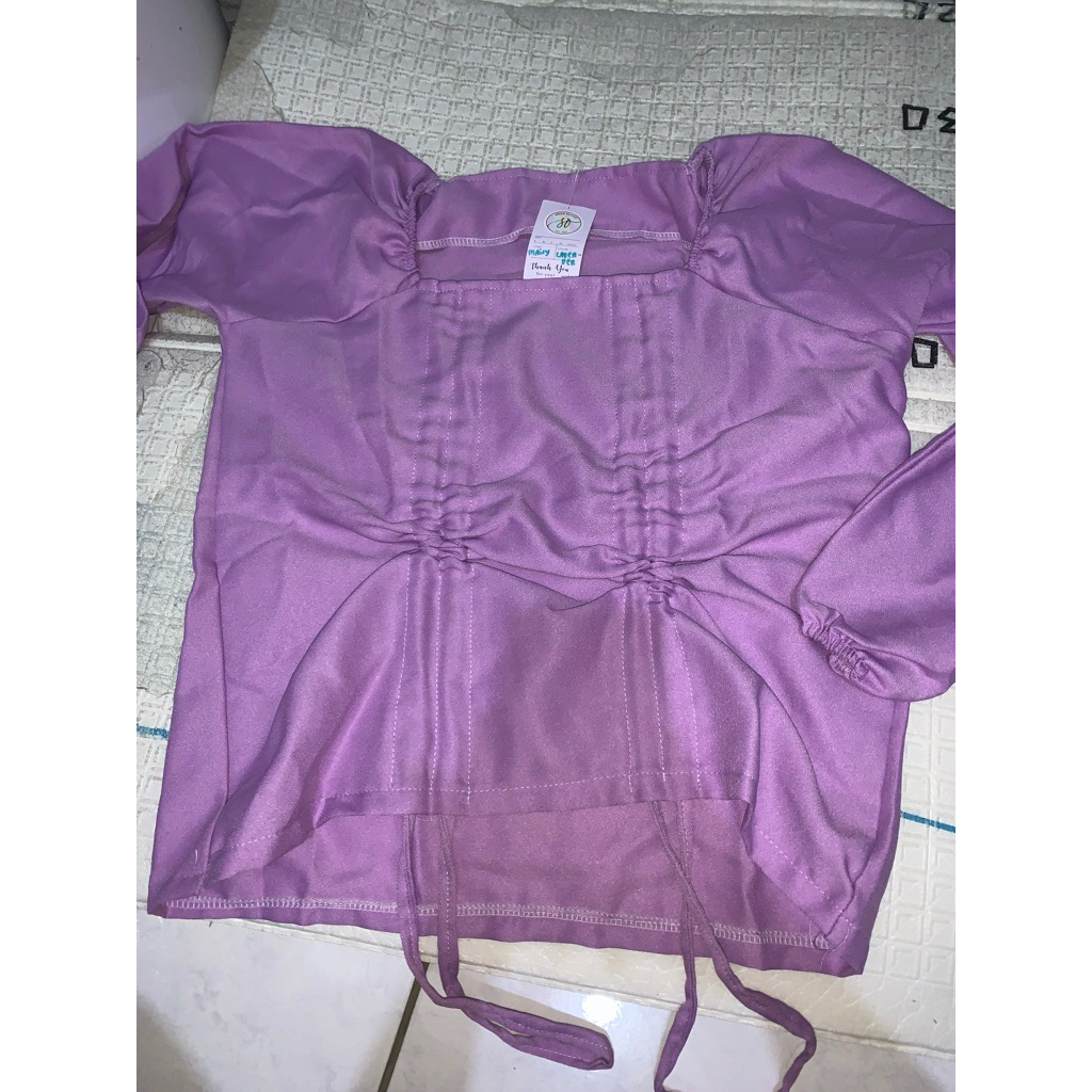 (PRELOVED) baju wanita blouse warna lilac ungu lengan panjang hijab friendly