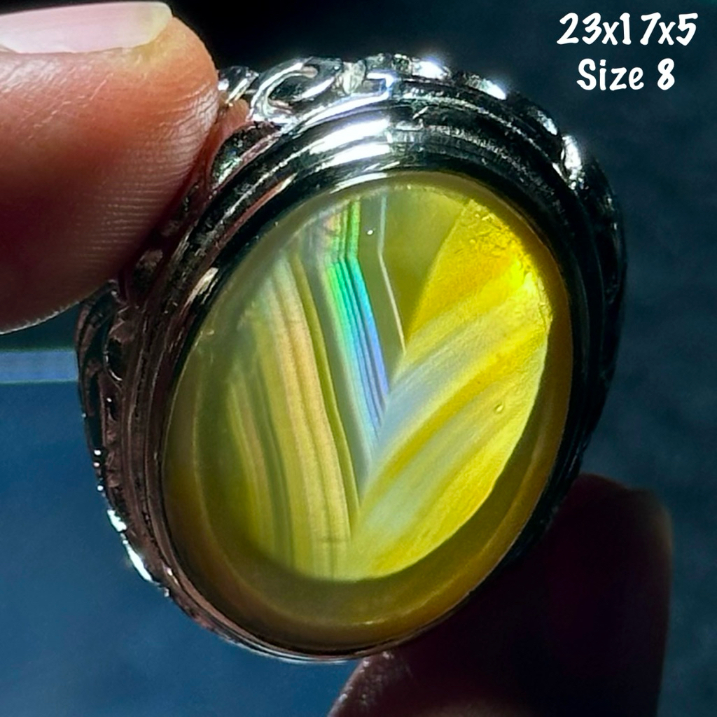 Cincin Batu Akik Natural Iris Junder Pelangi (asli alam)