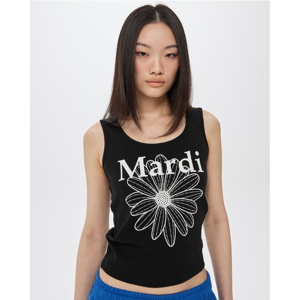 Mardi mercredi TANK SCOOP NECK FLOWERMARDI_BLACK WHITE