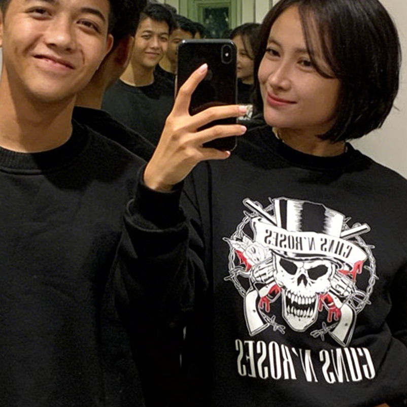 Sweater GNR BAND Guns N Roses Crewneck Bahan Cotton Fleece Nyaman Adem