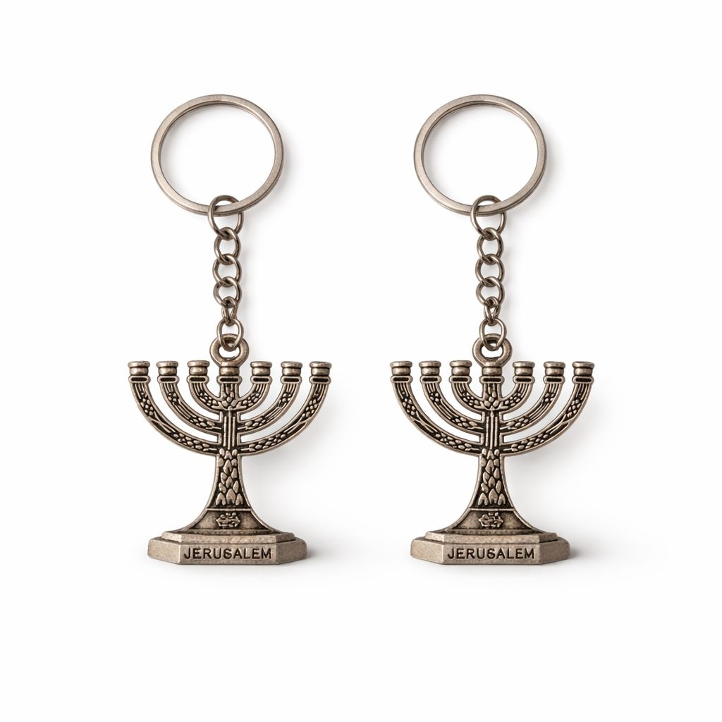 Gantungan Kunci Menorah Kaki Dian Pelita - Aksesoris Rohani