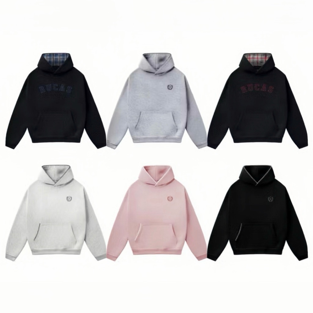 [ORIGINAL 100% & FREE PAPERBAG] Hoodie Rucas Ultra Stitch White Grey//Soft Pink//Black//Dark Grey//R