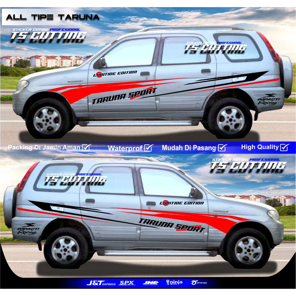 2PCS STICKER MOBIL DAIHATSU TARUNA LIST STRIPING MOBIL TARUNA KEREN