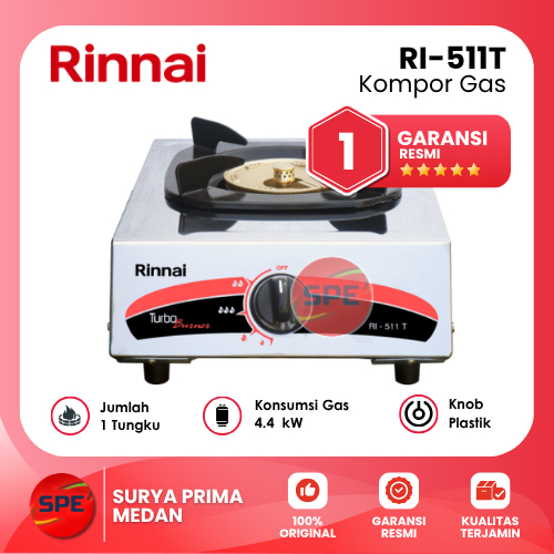 KOMPOR GAS 1 TUNGKU RINNAI RI-511T / RI511T GARANSI RESMI (MEDAN)