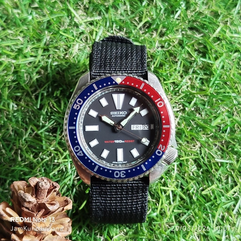 jam tangan vintage Seiko automatic 6309-729A mini turtle pepsi