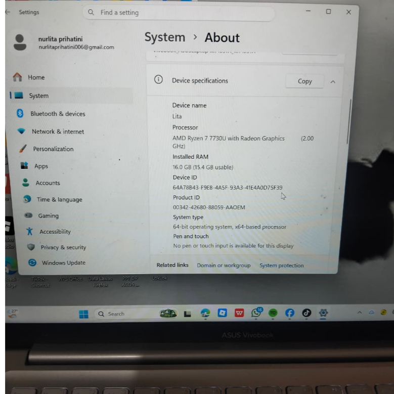 laptop asus vivobook m1405 ya
