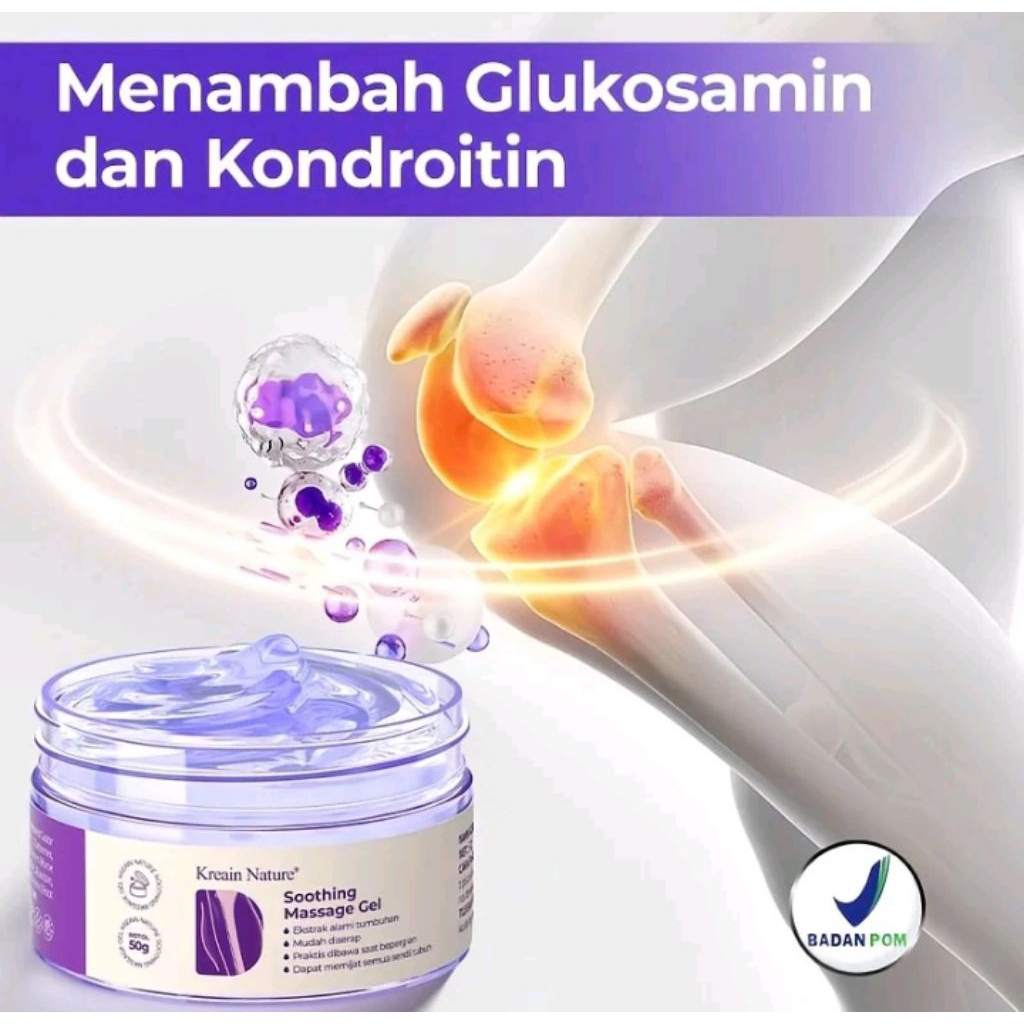 BPOM Kreain Nature Krim Pereda Nyeri Sendi 50g - Meredakan Nyeri Sendi dan Otot, Bahan Herbal, Aman 