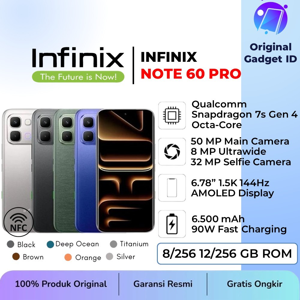 Infinix Note 60 Pro 5G NFC 8/256 12/256 GB Note 60 HP Android ( Garansi Resmi )