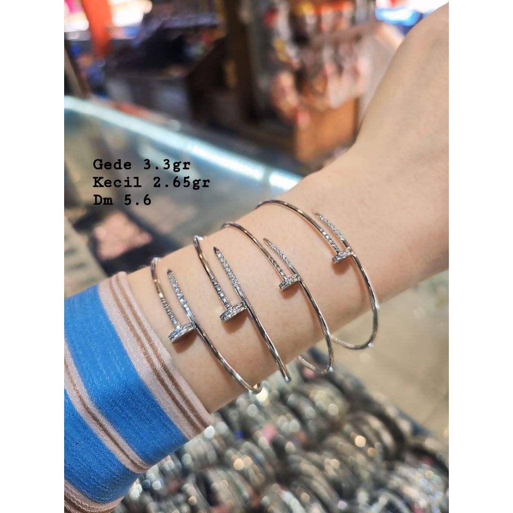 Gelang emas bangle paku mas putih  8k