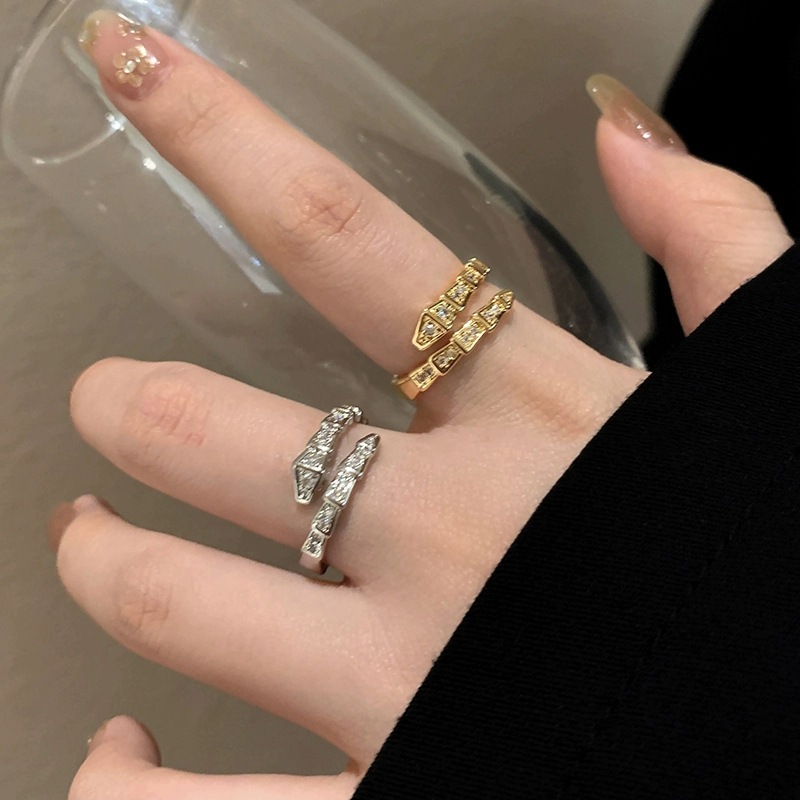 Cincin Ular Berlian Adjustable untuk Wanita Pria - Cincin Emas Perak Aesthetic Korean Style Anti Kar