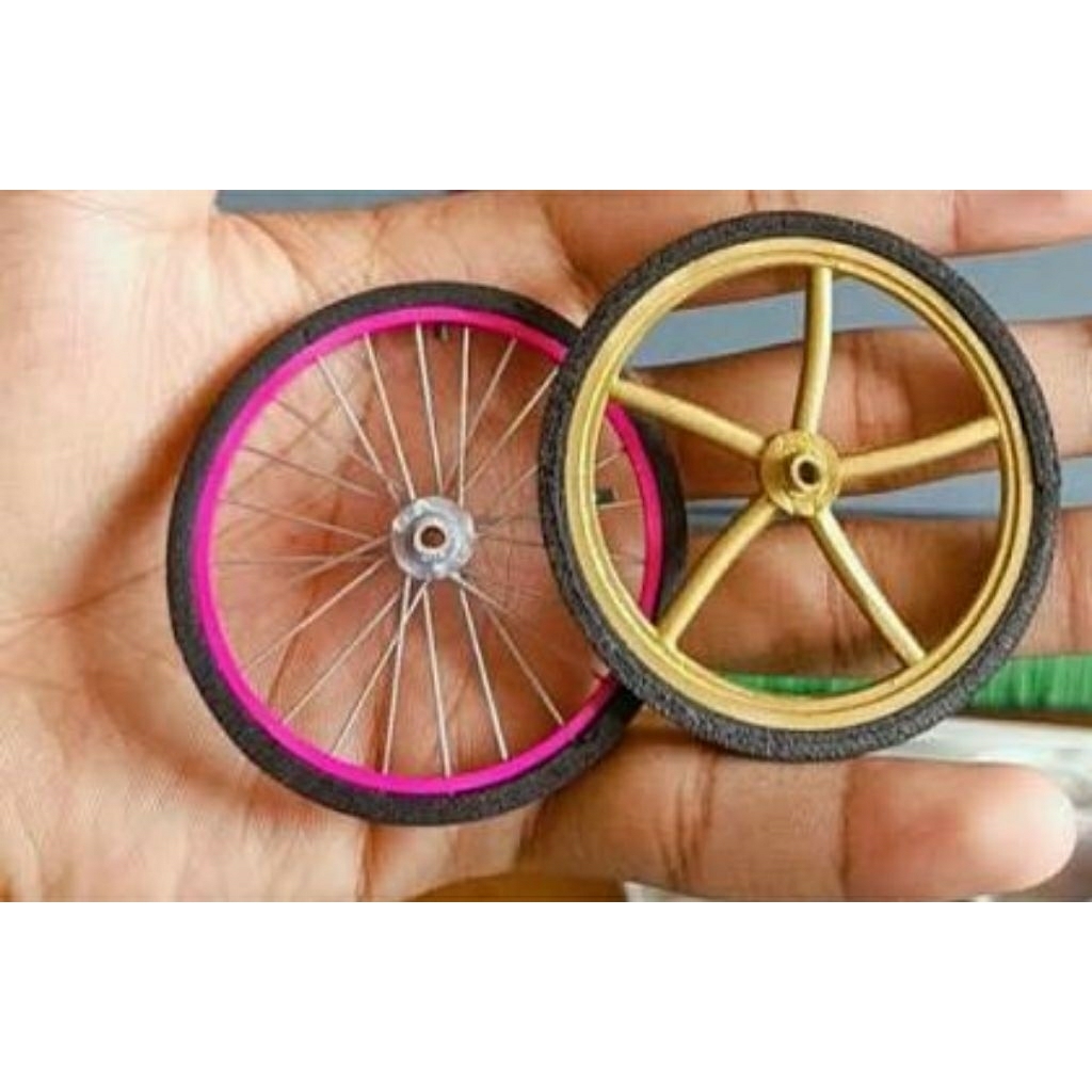 MINIATUR VELG DRAG, RCB+RUJI SEPASANG(VELG+BAN)