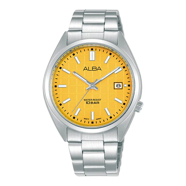 Alba AG8M41X1 Yellow Patterned Dial Stainless Steel - Jam Tangan Alba Original