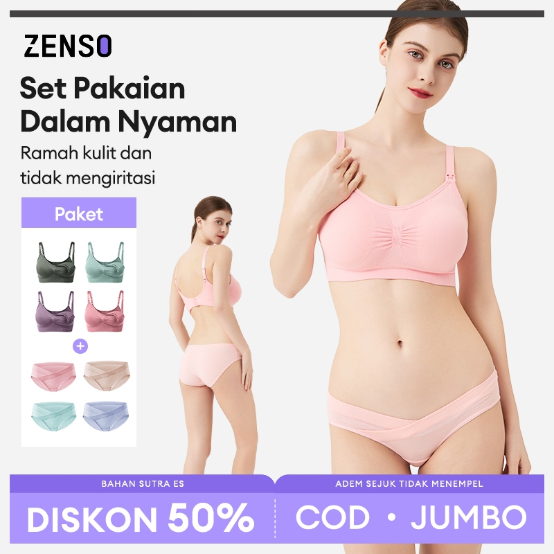 Set Pakaian Dalam Hamil Celana Dalam Jumbo + Bra Menyusui Tanpa Kawat Depan Katun 937&20020
