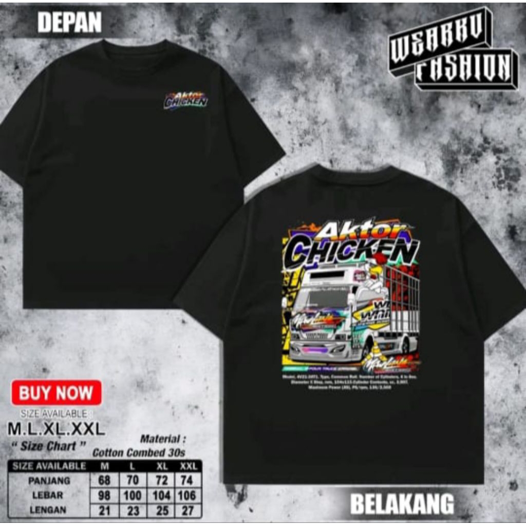 Kaos sablon aktor chicken t-shirts distro unisex katun bahan adem