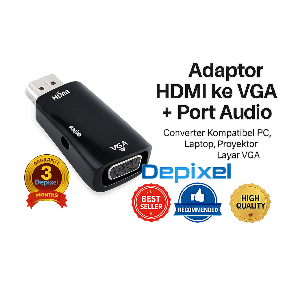 Cara Pasang Depixel HDMI ke VGA Converter untuk Laptop