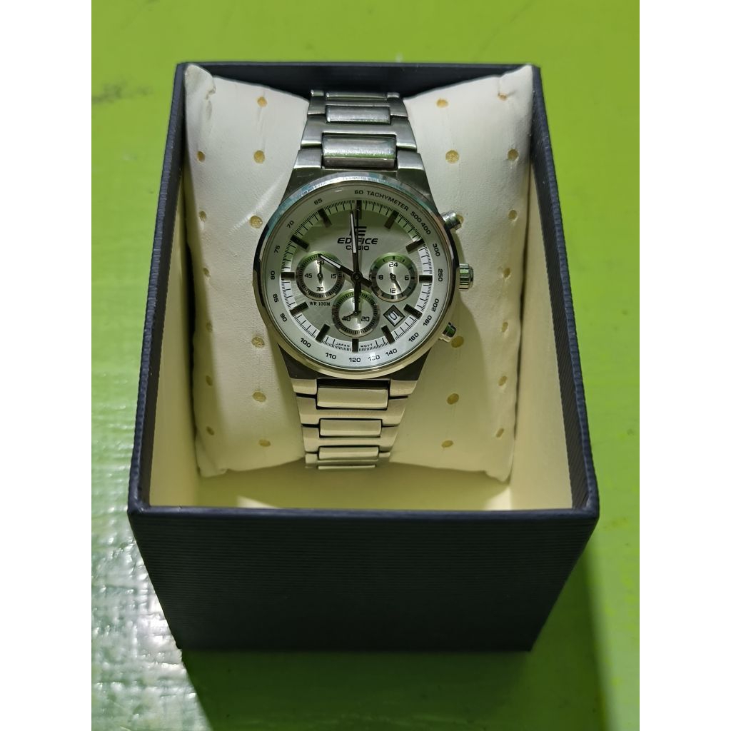 Jam Tangan Pria Casio Edifice EF-500D-1AVDR Chronograph Stainless Steel Watch Original