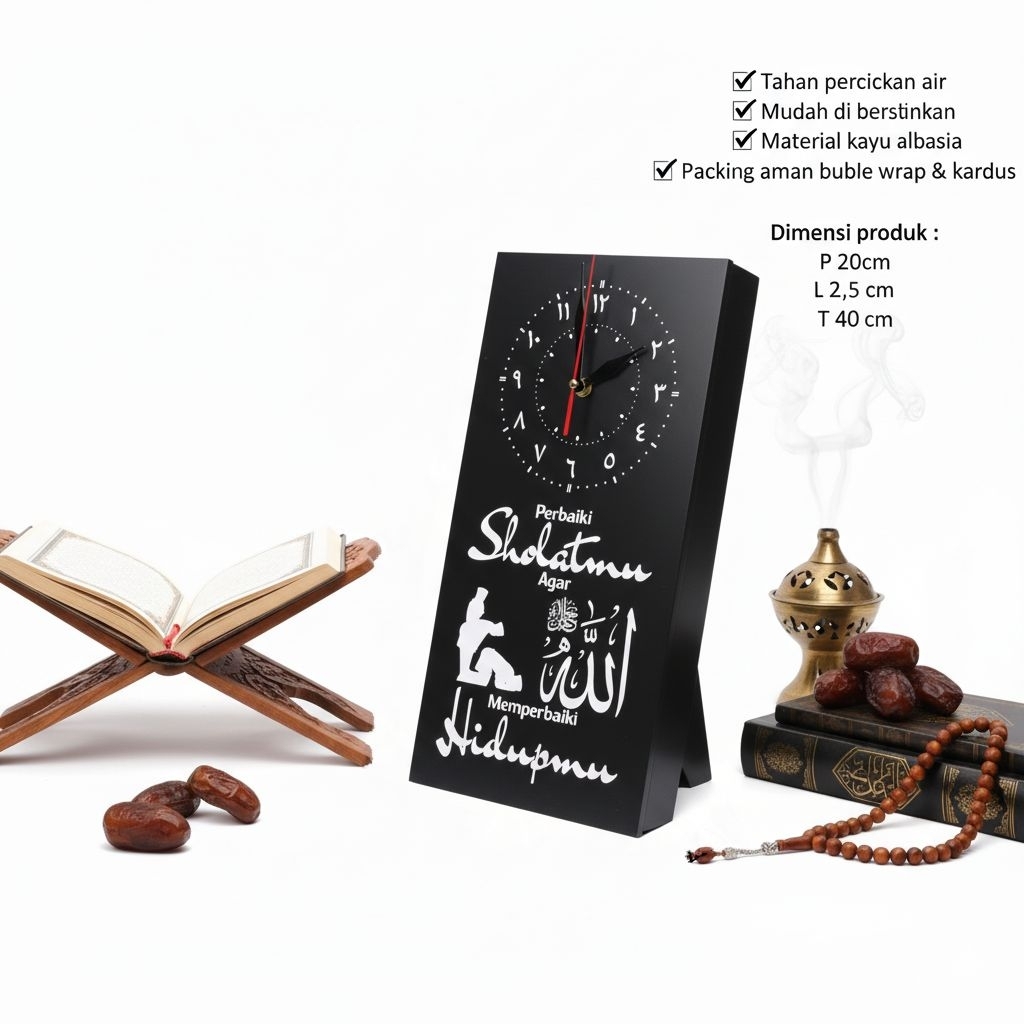 Jam dinding islami jam dinding pengingat sholat model (PS hitam) jam dinding sholatlah nak jam dindi