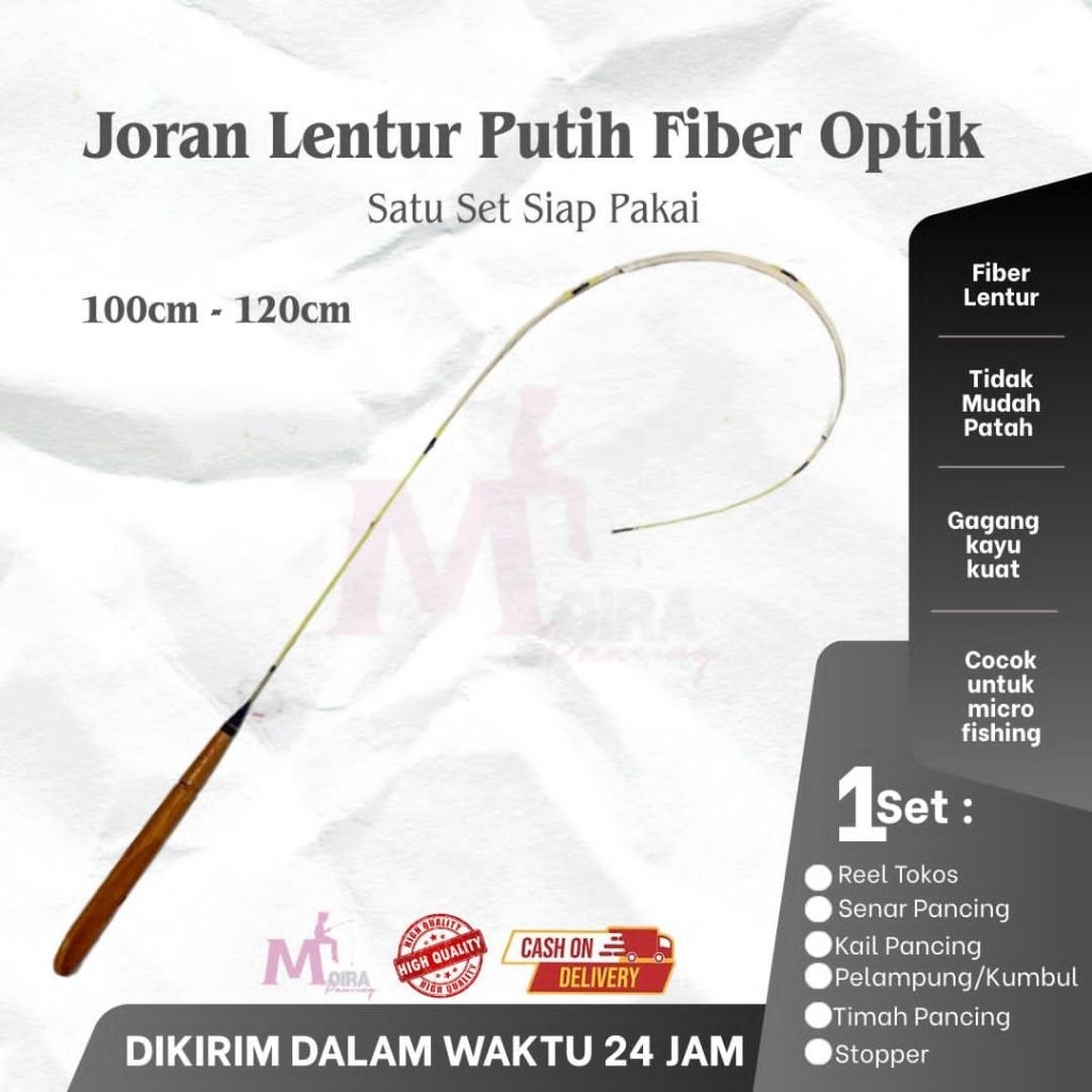 Joran Fiber Optik Warna Putih satu set lengkap