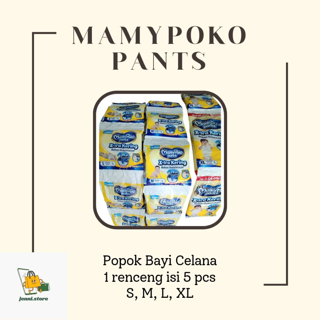 Mamypoko Pants X-tra Kering, Mamypoko Renceng. Ready S, M, L, XL. 1 renceng isi 5 pcs.