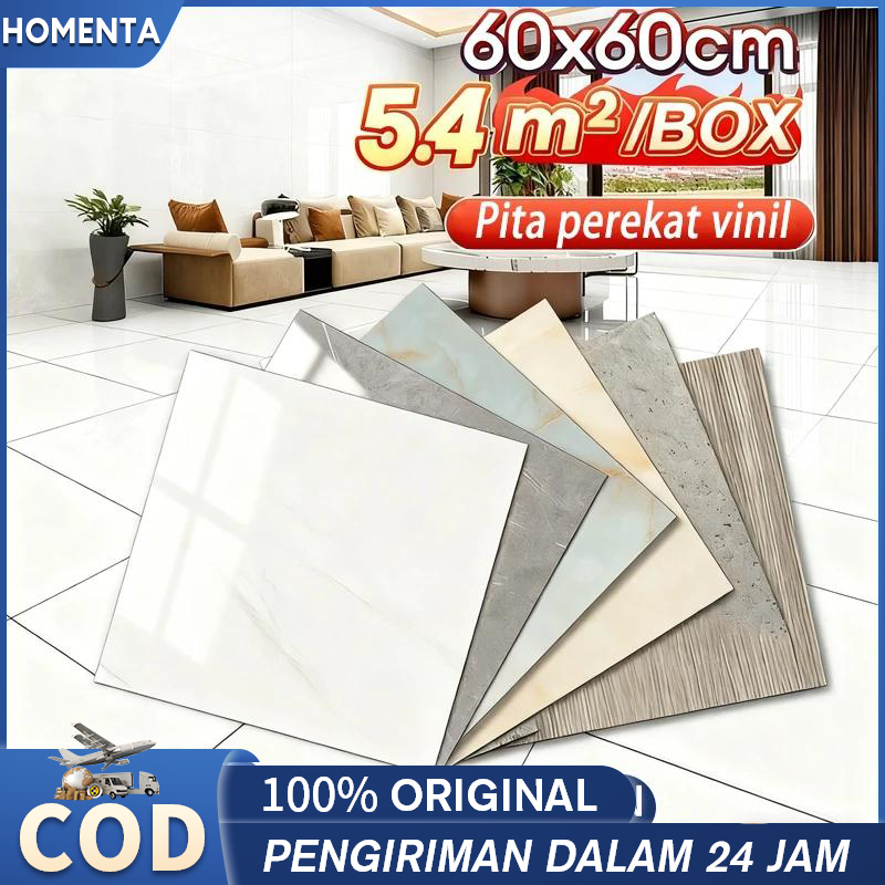 Homenta Vinyl Lantai Marbel Lantai Marmer PVC 60 x 60 cm/30 x 30 cm/Vinyl Sticker parquet Dengan