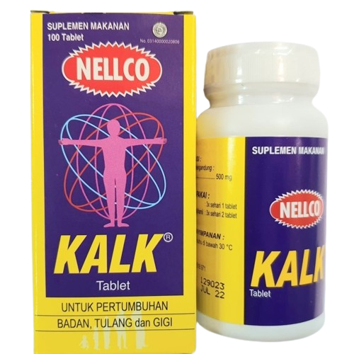 Nellco Kalk Tablet Suplemen Makanan 100 Tablet Untuk Pertumbuhan Tulang Gigi