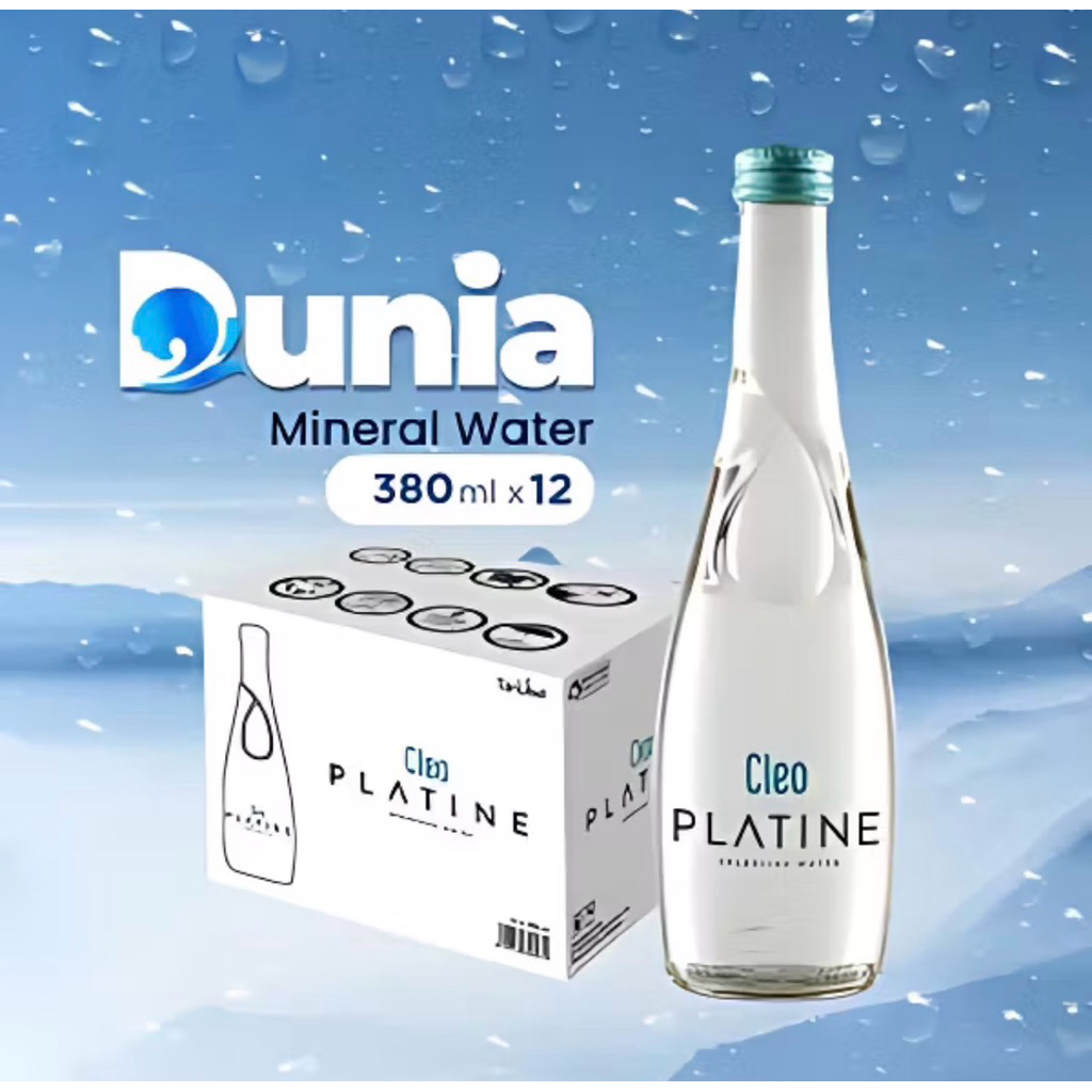 Cleo Platine 380ml Sparkling Mineral Water [ Dus isi 12 Botol Kaca ]