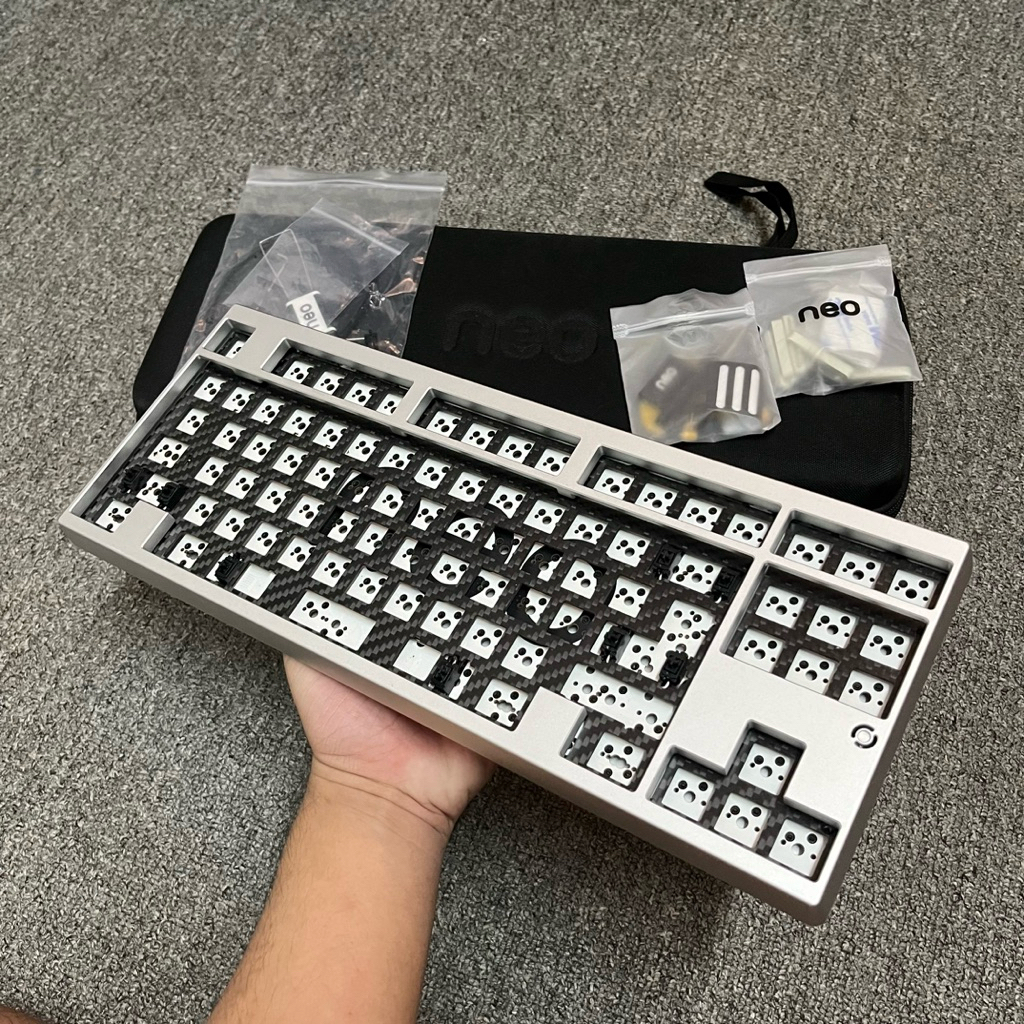 Barebone Neo80 by Qwertykeys Silver WKL copper bottom Tri-mode Mechanical Keyboard