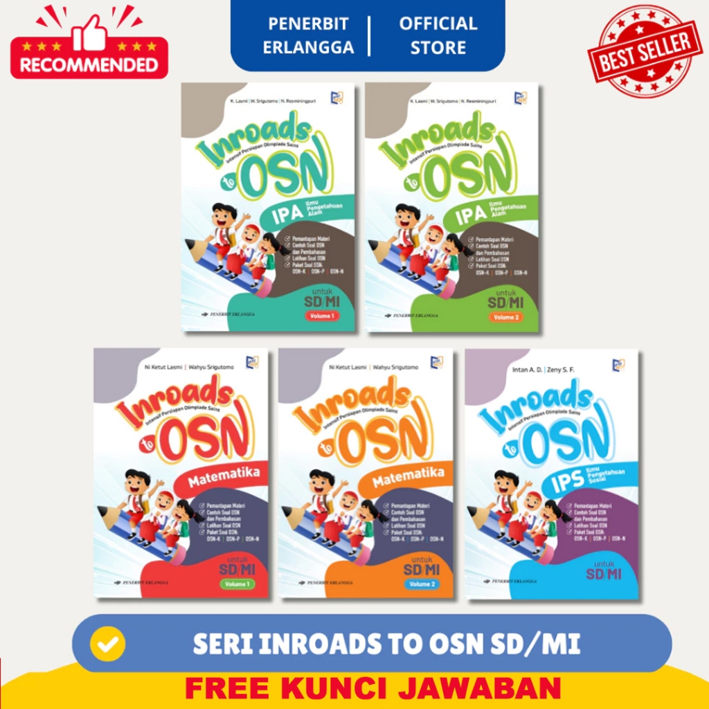 Buku Persiapan Olimpiade INROADS TO OSN IPA MATEMATIKA IPS SD/MI VOLUME 1 & 2 Erlangga Original
