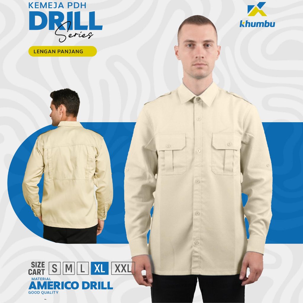 Kemeja PDH PNS Pria Premium CREAM| Kemeja Dinas ASN Formal Lengan Panjang Seragam Kantor Pemerintah
